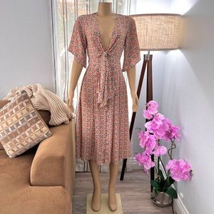 Sur La Cote Marea Front Tie A-Line Dress Button Down Size M Medium Retro